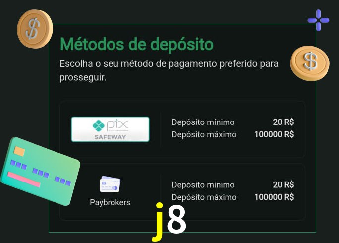 O cassino j8 oferece uma grande variedade de métodos de pagamento